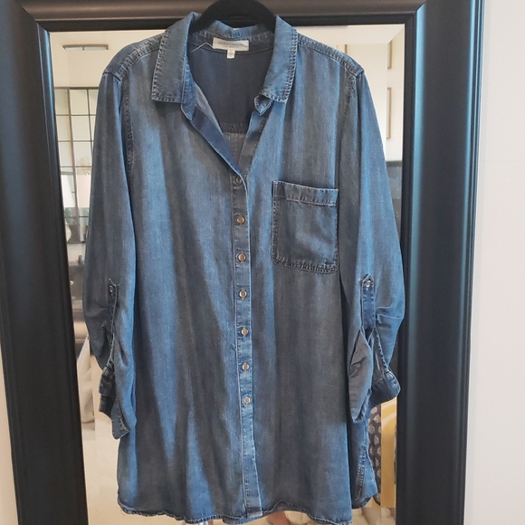 Side Stitch Blue Denim Mini Dress/tunic - Picture 1 of 4